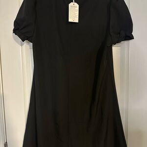Elegant Black Puff Sleeve Mini Dress